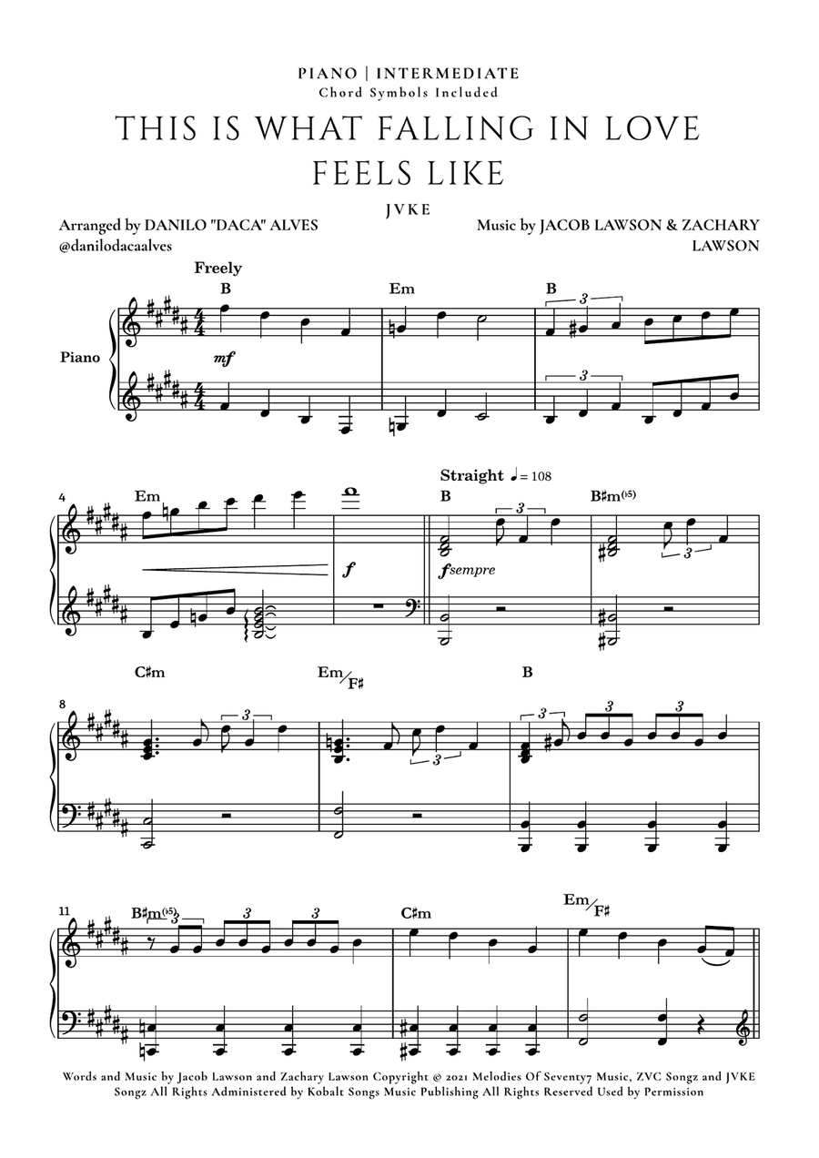 This Is What Falling In Love Feels Like Piano Solo scores gallery preview page 1