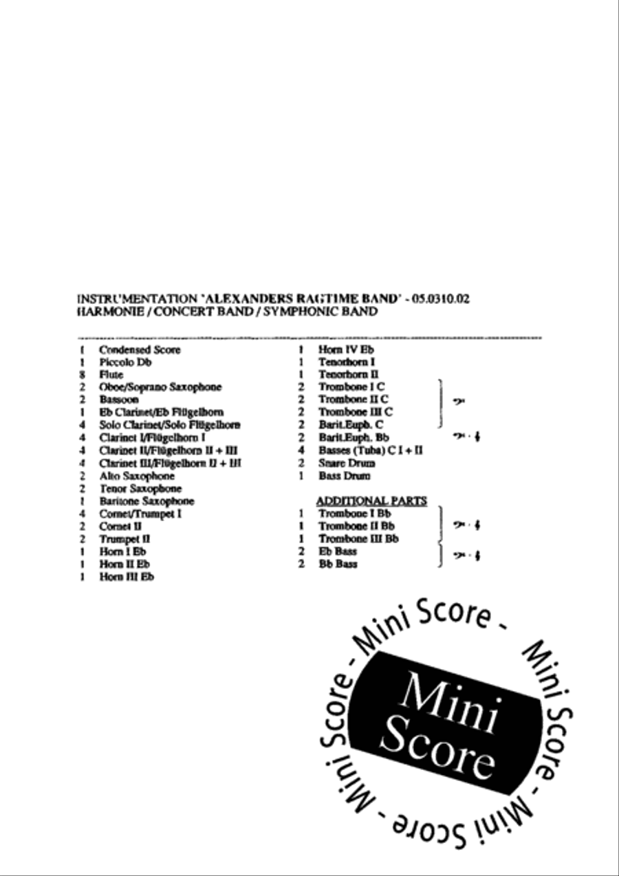 Alexander's Ragtime Band Fanfare Band scores gallery preview page 4