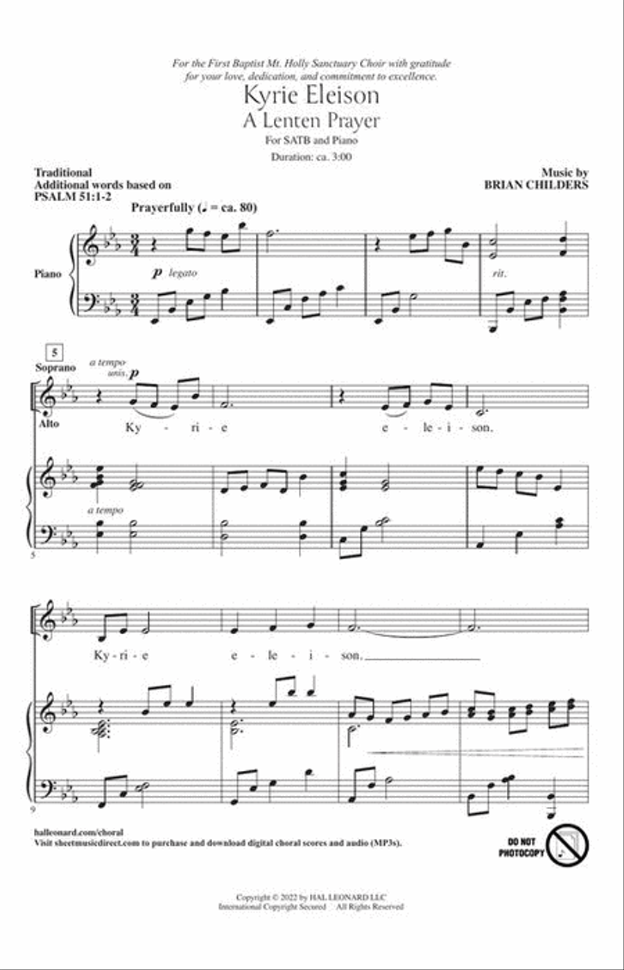 Kyrie Eleison (A Lenten Prayer) 4-Part scores gallery preview page 3