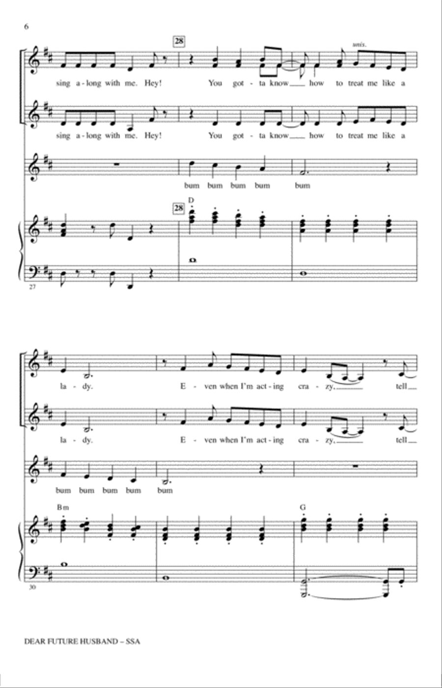 Dear Future Husband Dear Future Husband SSA scores gallery preview page 5