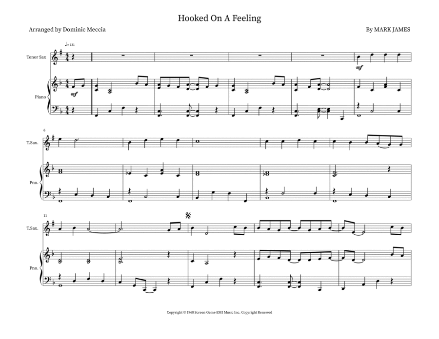 Hooked On A Feeling Hooked On A Feeling Woodwind Duet scores gallery preview page 1