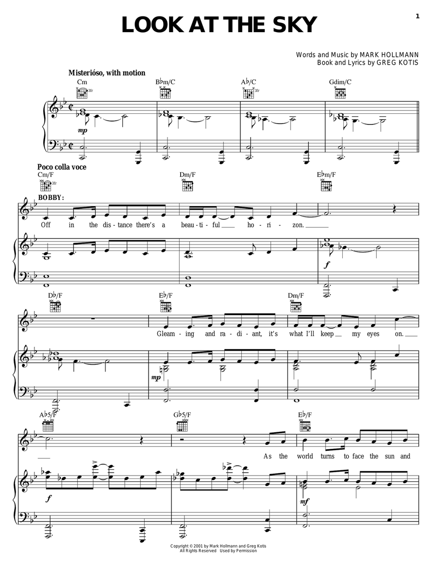 Look At The Sky Piano, Vocal, Guitar scores gallery preview page 1