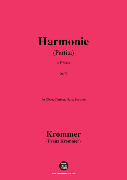 F. Krommer-Harmonie(Partita) in F Major,Op.77,for Oboe,Clarinet,Horn,Bassoon image number null