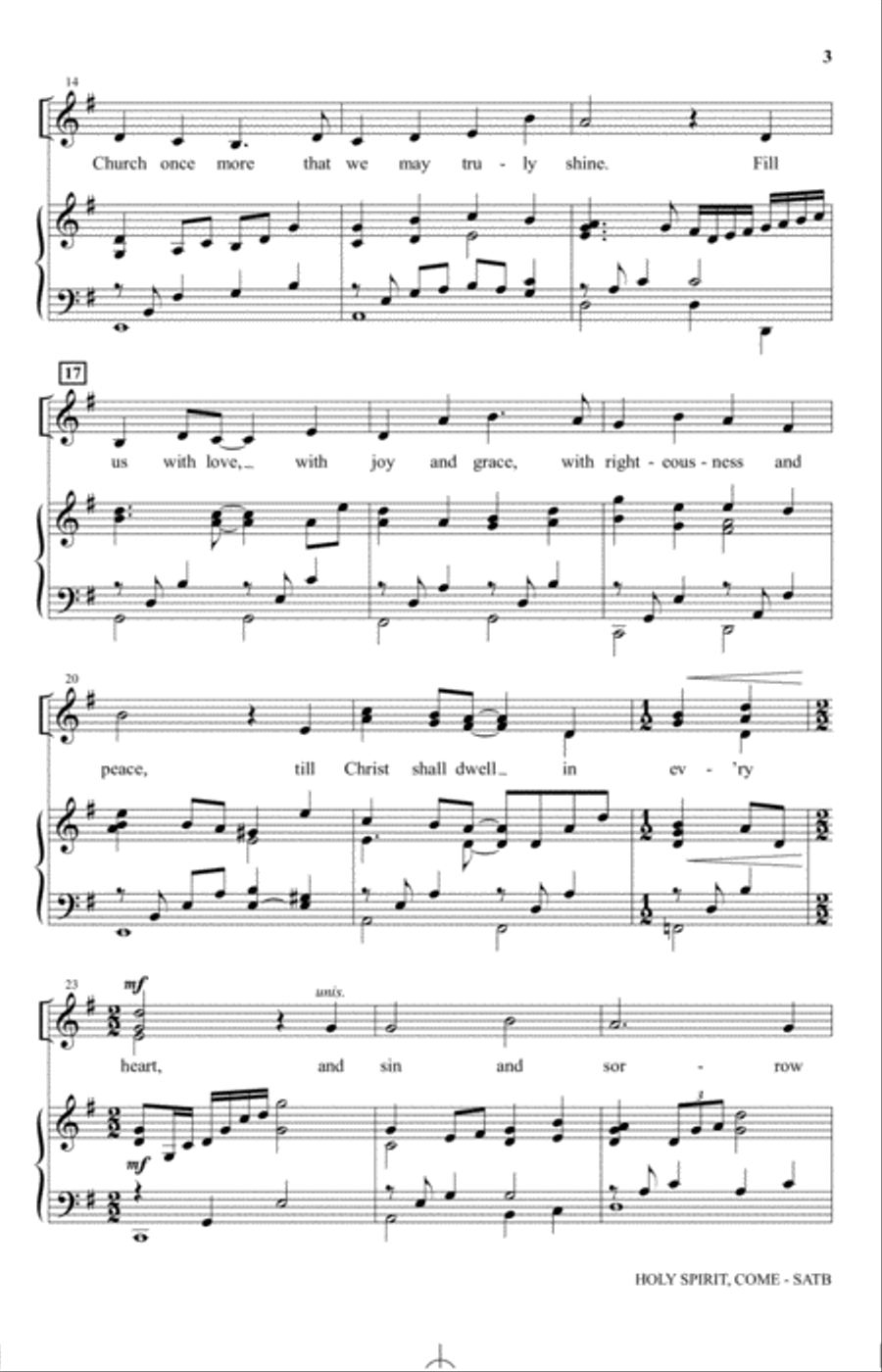 Holy Spirit, Come 4-Part scores gallery preview page 2