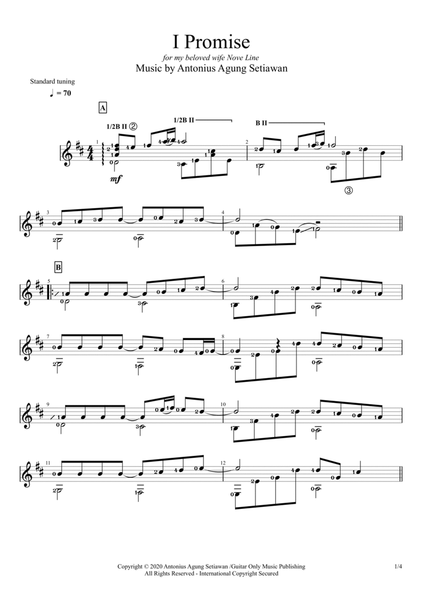 I Promise (Solo Guitar Score) image number null