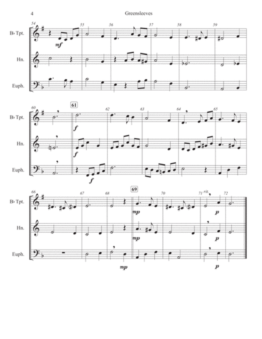 Greensleeves for brass trio (score and parts) image number null