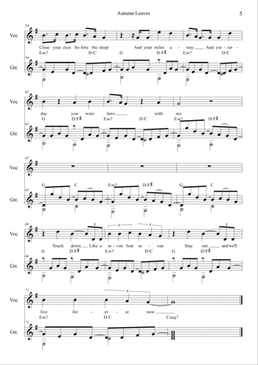 Autumn Leaves Guitar scores gallery preview page 5