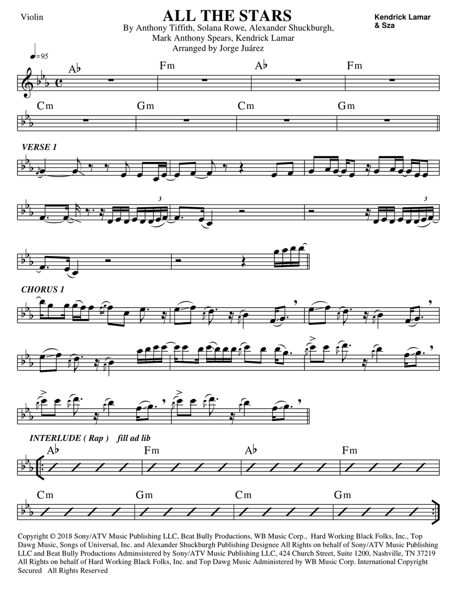 All The Stars Violin Solo scores gallery preview page 1