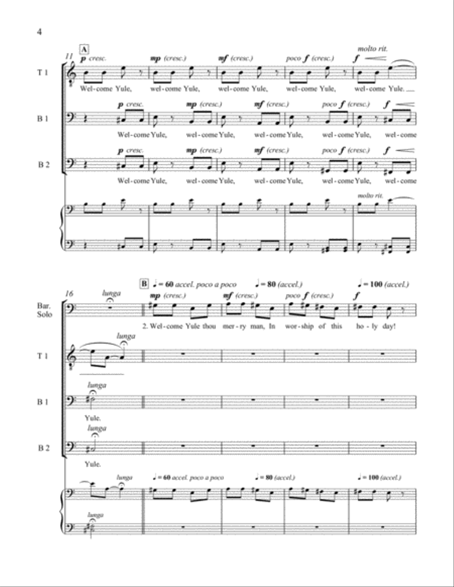 Carols Ancient and New: 5. Welcome Yule TTBB scores gallery preview page 10