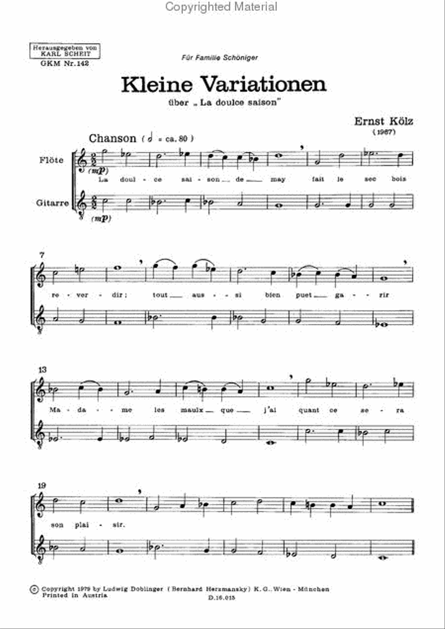 Kleine Variationen uber La doulce saison Flute scores gallery preview page 2