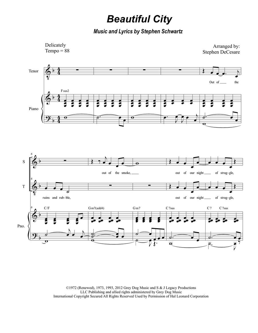 Beautiful City Tenor Voice scores gallery preview page 1