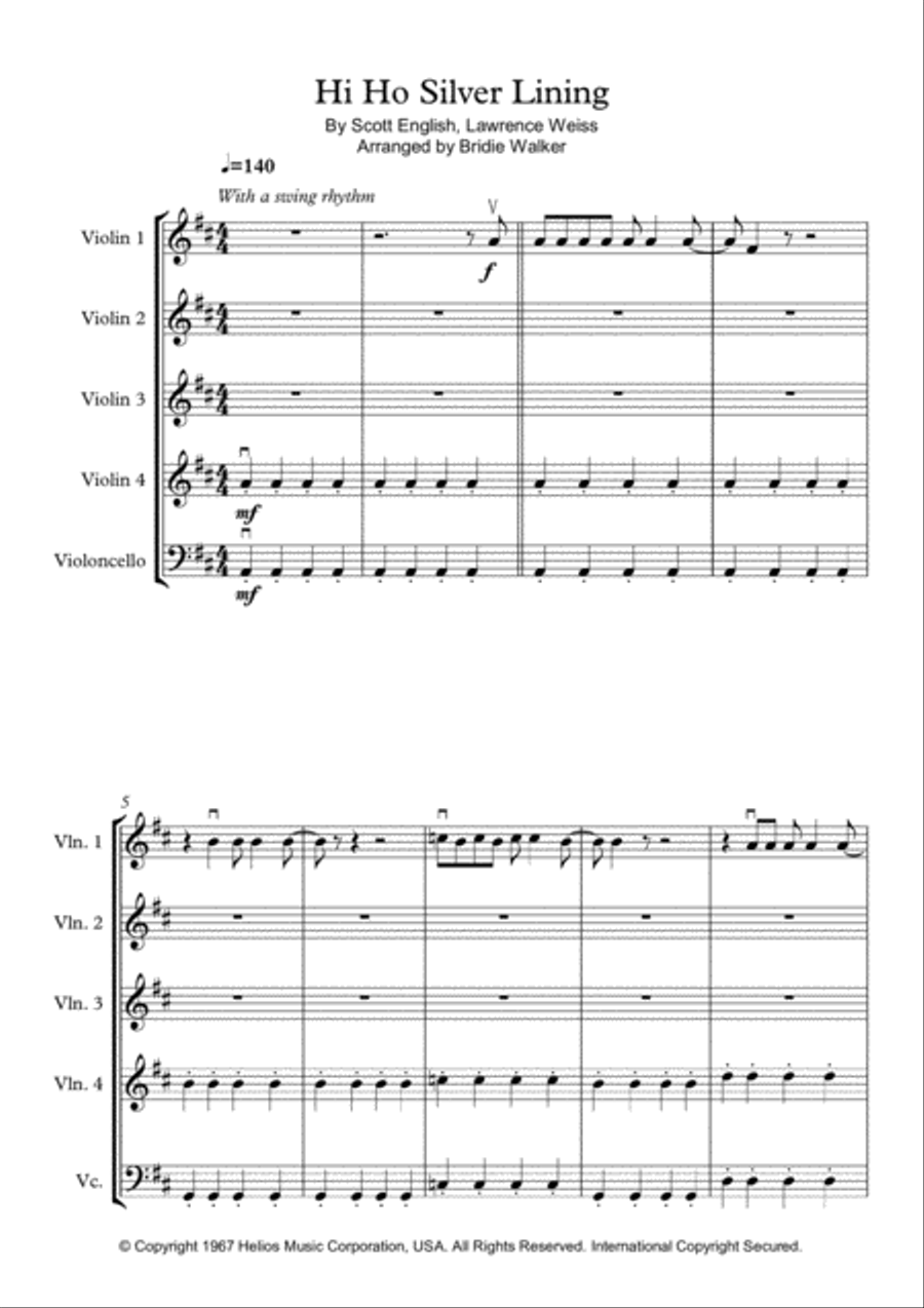 Hi Ho Silver Lining Small Ensemble scores gallery preview page 1