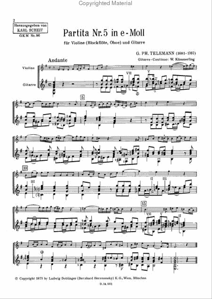 Partita Nr. 5 e-moll Flute scores gallery preview page 2