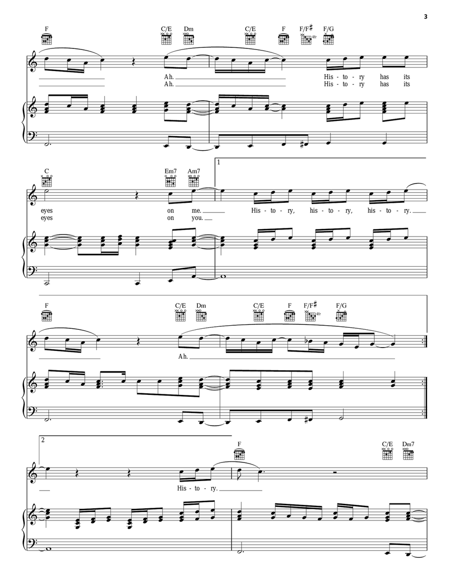 History Has Its Eyes On You Piano, Vocal, Guitar scores gallery preview page 3