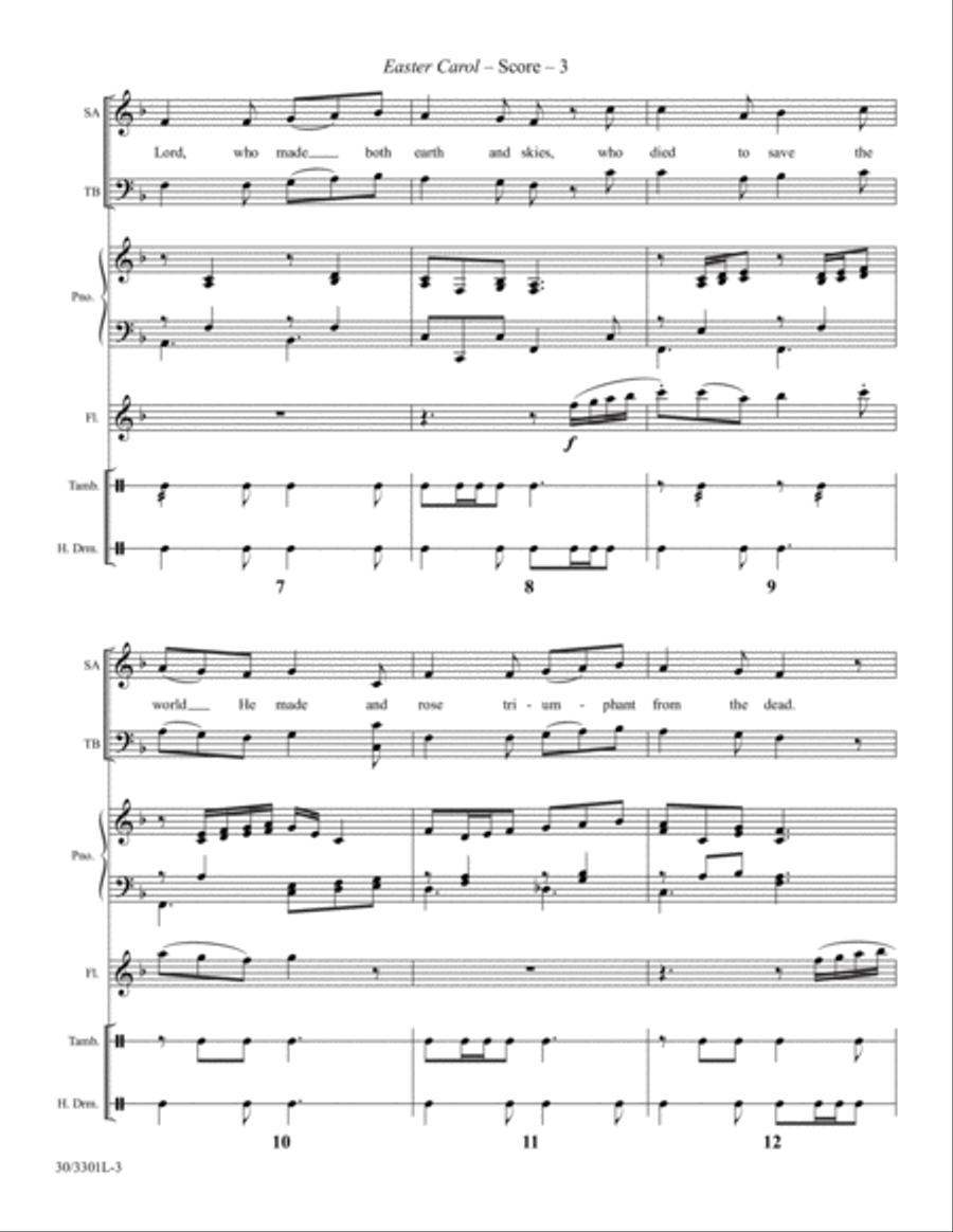 Easter Carol - Flute and Percussion Score and Parts Choir scores gallery preview page 4