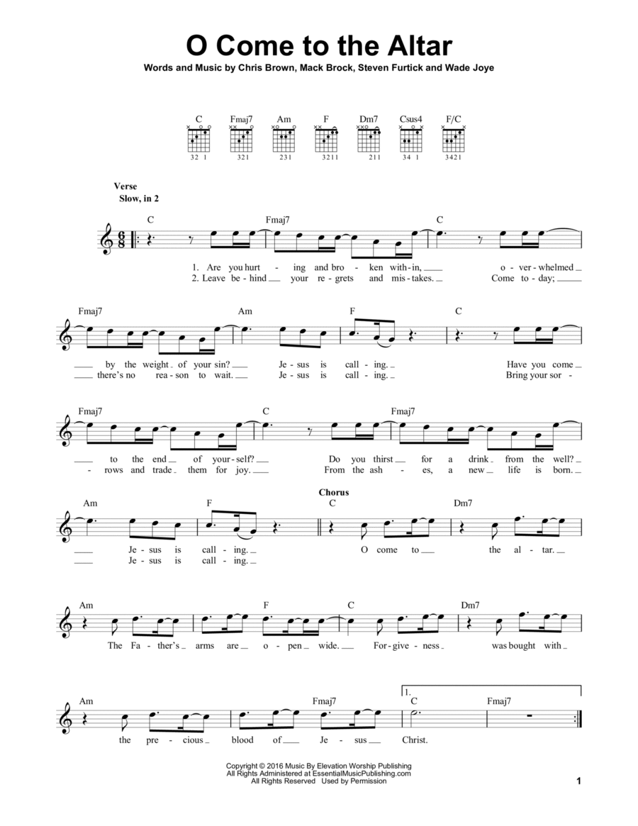 O Come To The Altar Easy Guitar scores gallery preview page 1