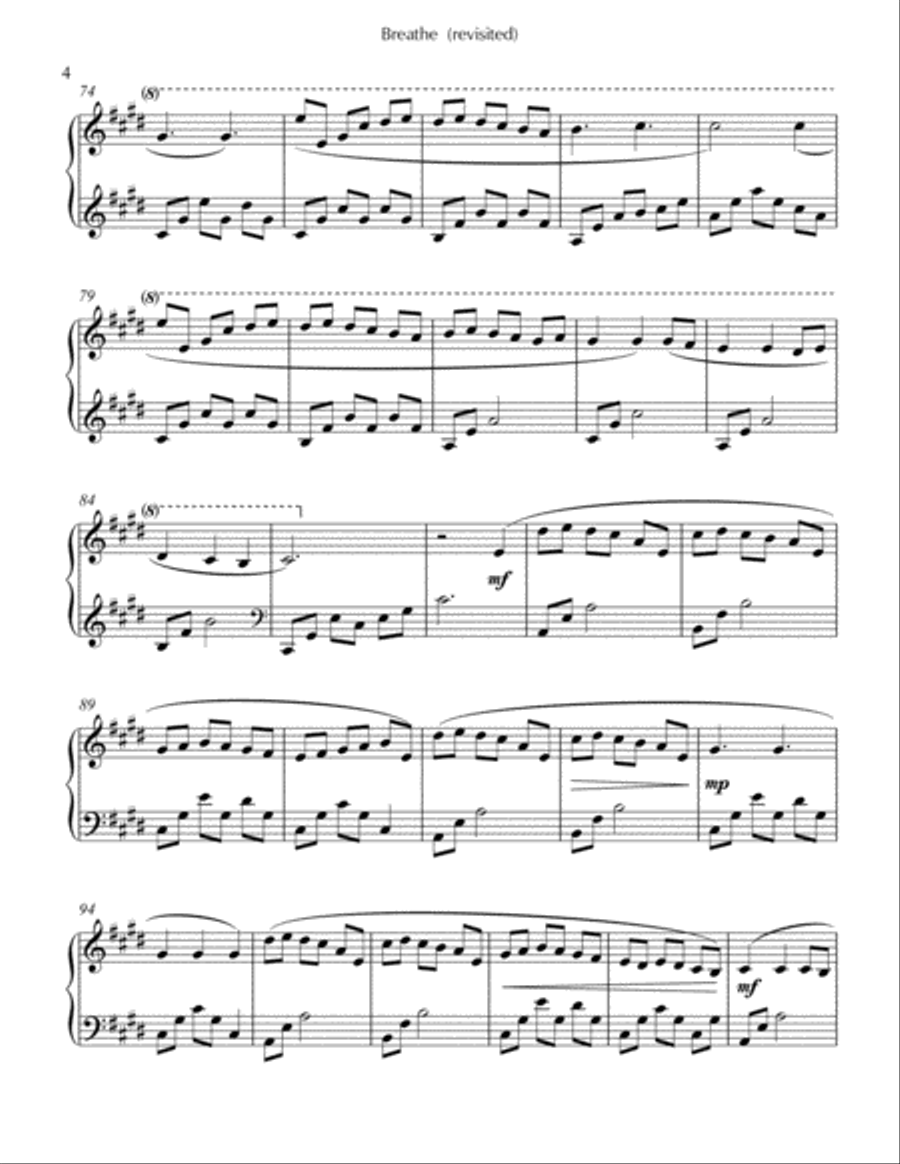 Breathe Piano Solo scores gallery preview page 4