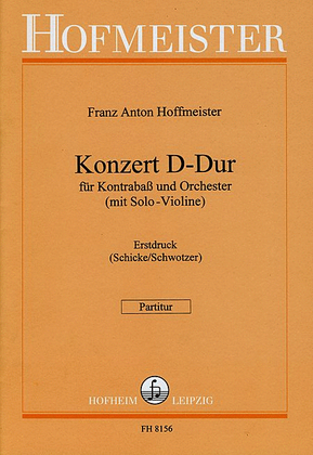 Konzert (Nr. 1) D-Dur (mit Solo-Violine) fur Kontrabass und Orchester / Partitur