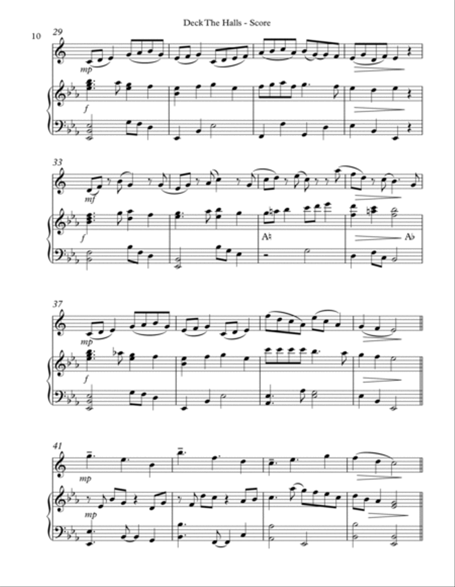 Deck The Halls, Duet for Eb Alto Saxophone and Lever Harp Alto Saxophone scores gallery preview page 4