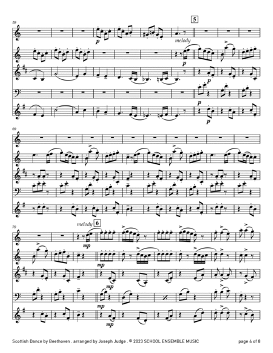 Scottish Dance by Beethoven for Woodwind Quartet in Schools Woodwind Quartet scores gallery preview page 4