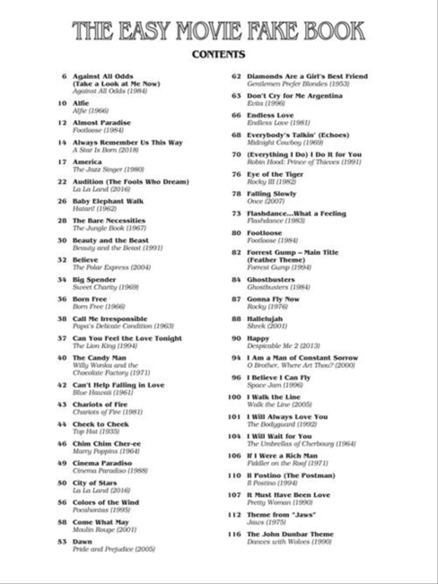 The Easy Movie Fake Book – 2nd Edition Piano scores gallery preview page 3