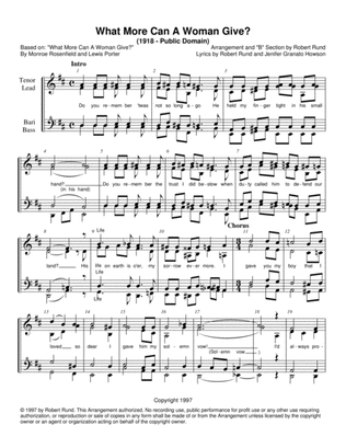 What More Can a Woman Give? (version 1) (SSAA - barbershop) - arr. Robert Rund