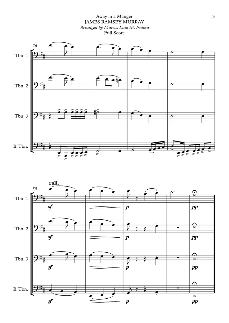 Away in a Manger - Trombone Quartet Brass Quartet scores gallery preview page 5