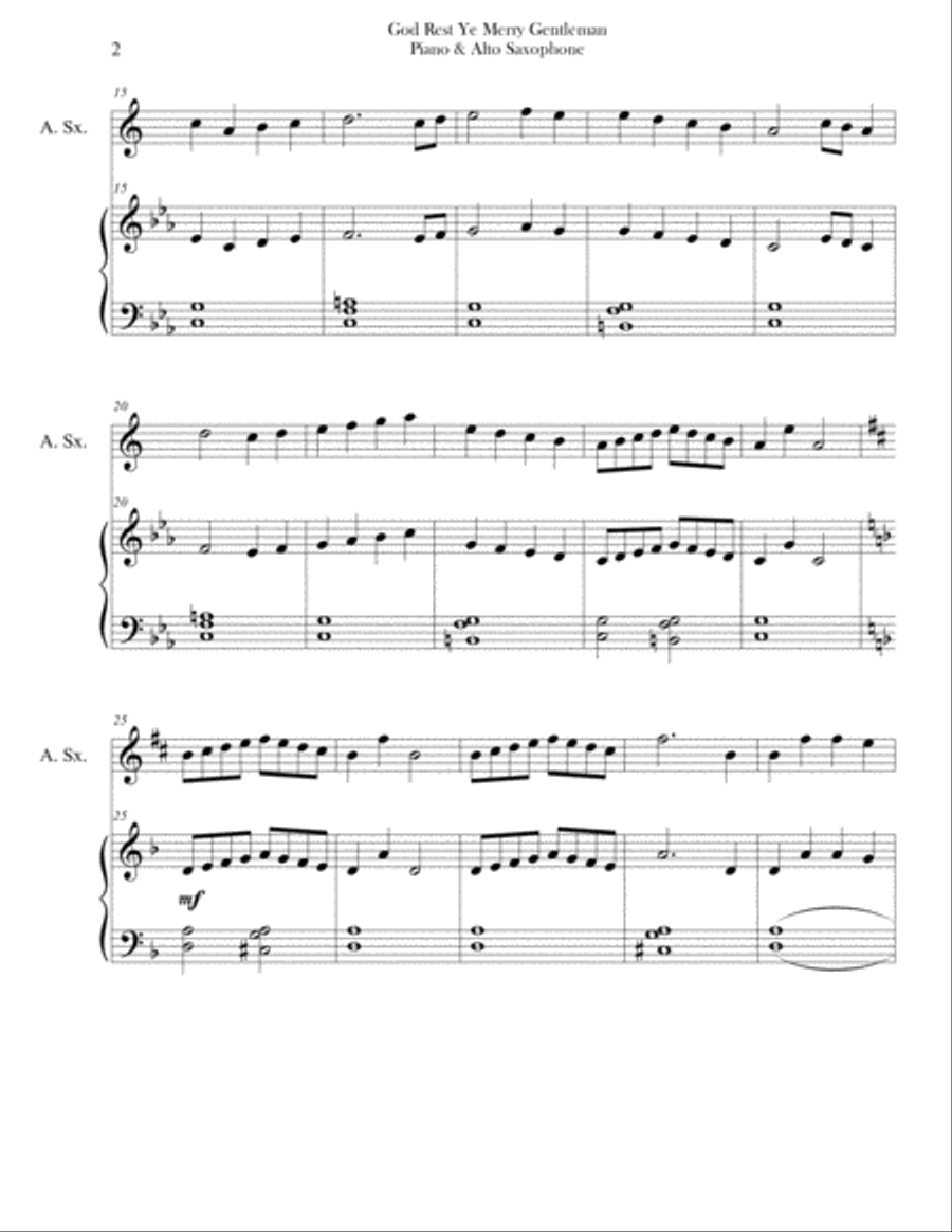 God Rest Ye, Merry Gentlemen (Piano and Alto Saxophone) Alto Saxophone scores gallery preview page 2