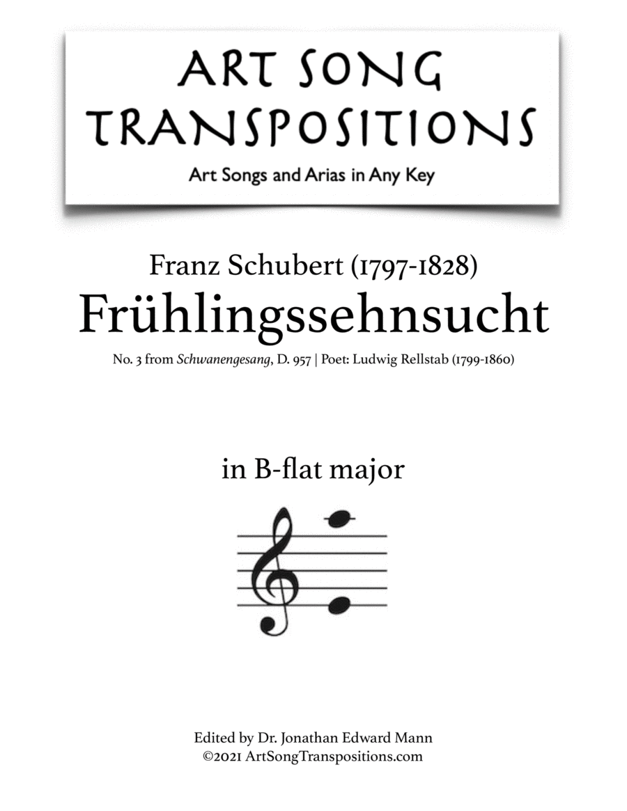 SCHUBERT: Frühlingssehnsucht, D. 957 no. 3 (transposed to B-flat major)