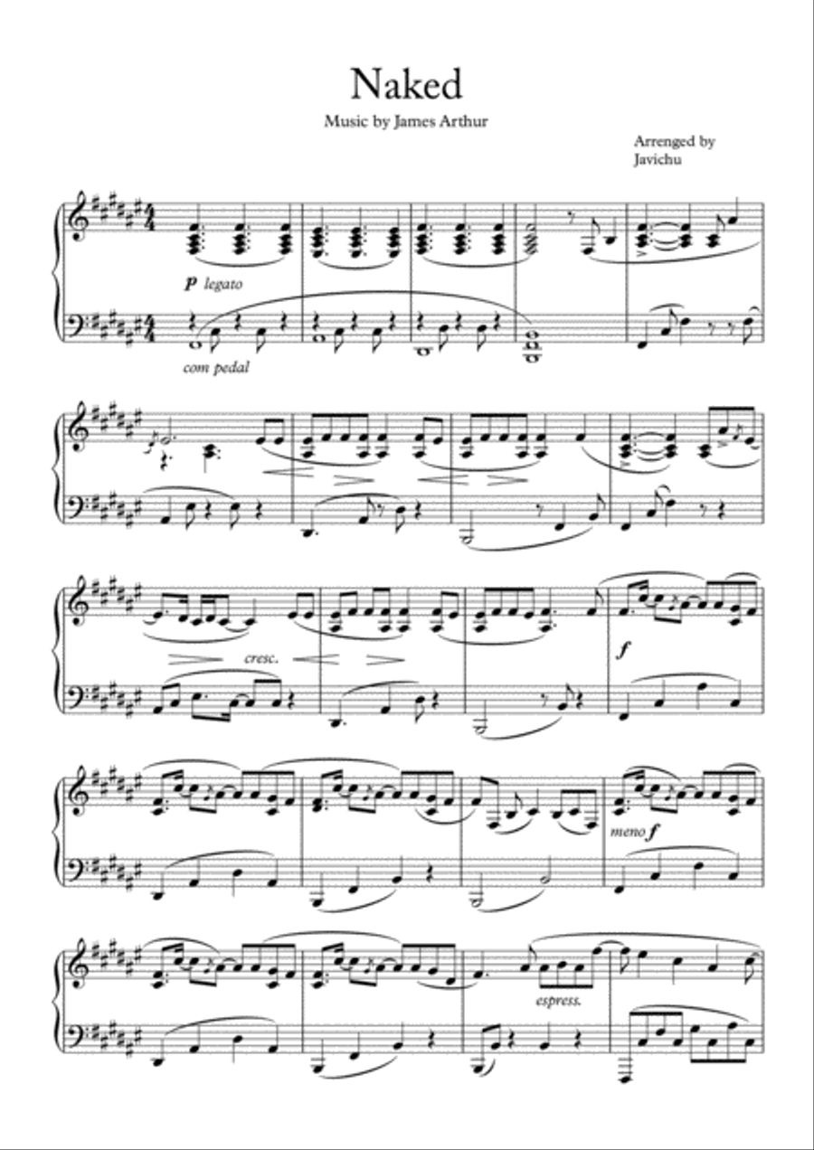 Naked Piano Solo scores gallery preview page 1