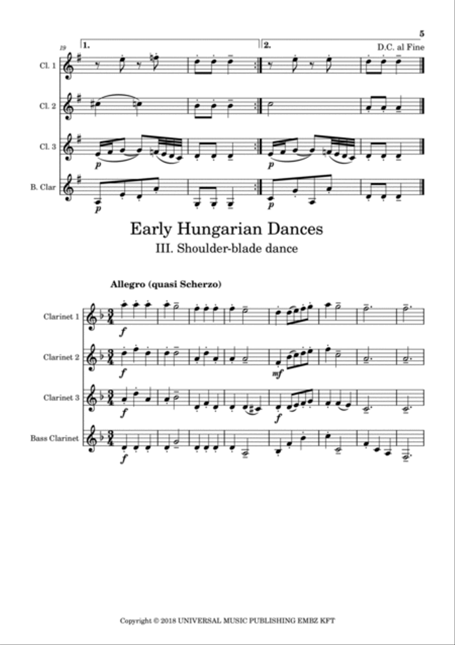 Regi Magyar Tancok (fuvolara Es Zongorara) Woodwind Ensemble scores gallery preview page 6