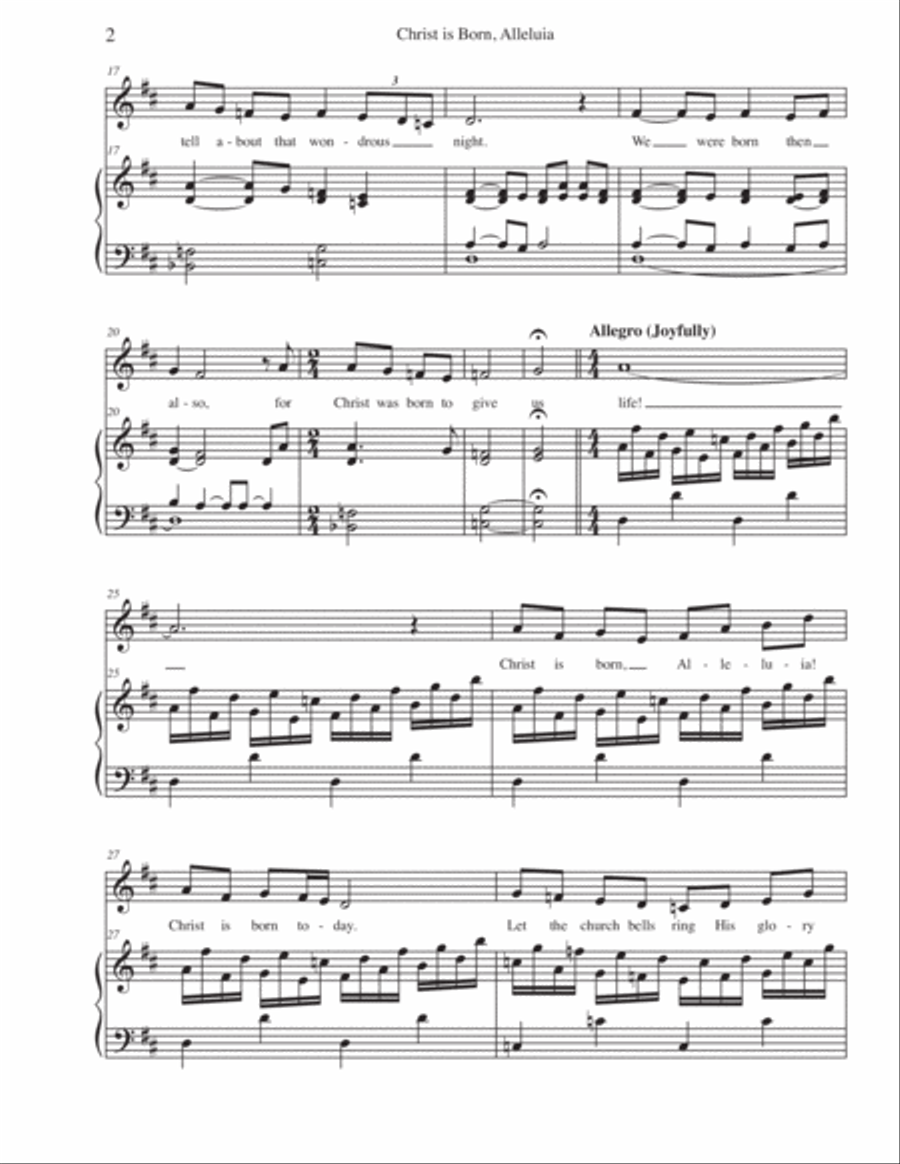 Christ is Born, Alleluia Christ is Born, Alleluia Choir scores gallery preview page 2