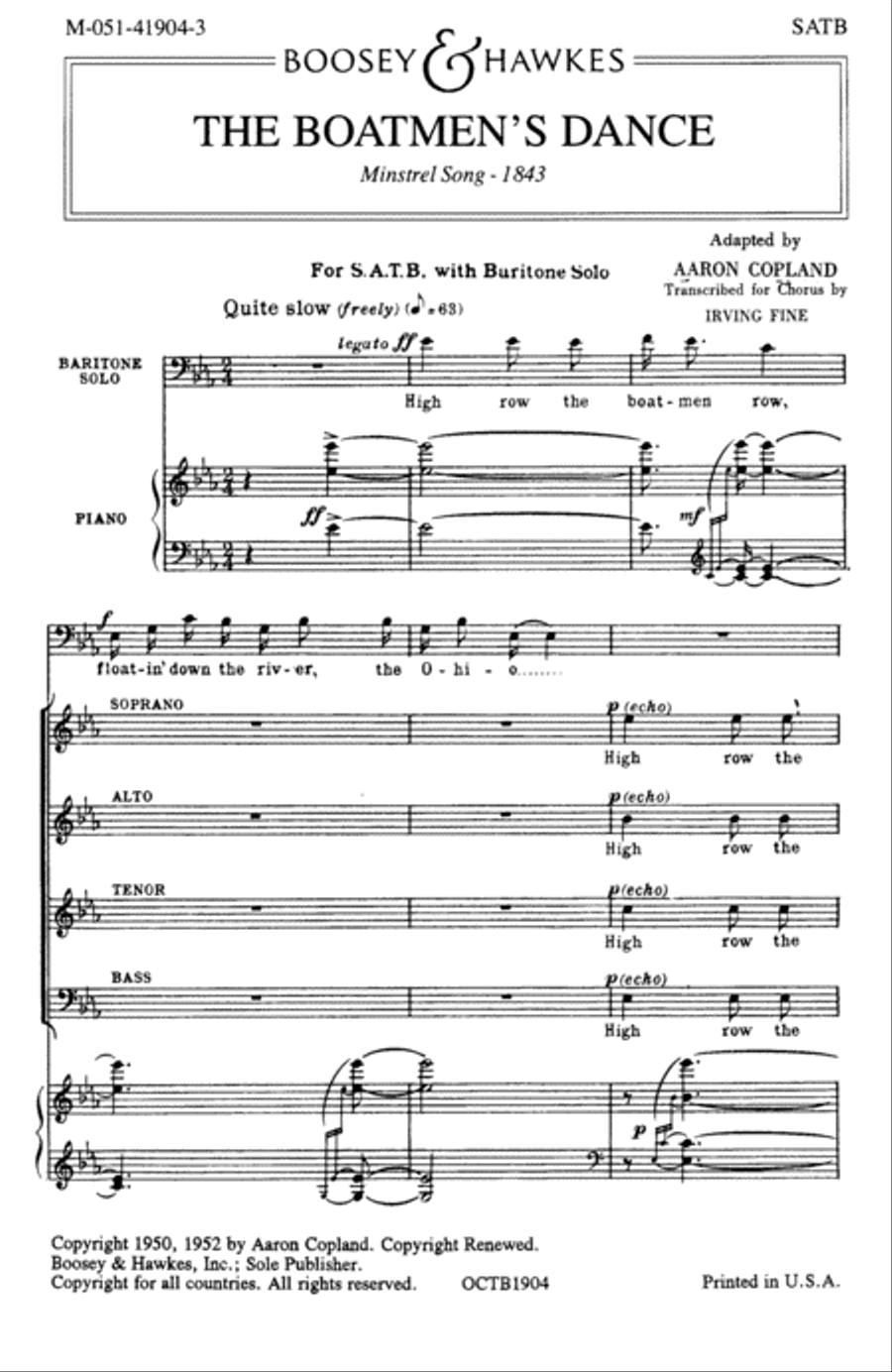 The Boatman's Dance The Boatman's Dance 4-Part scores gallery preview page 1
