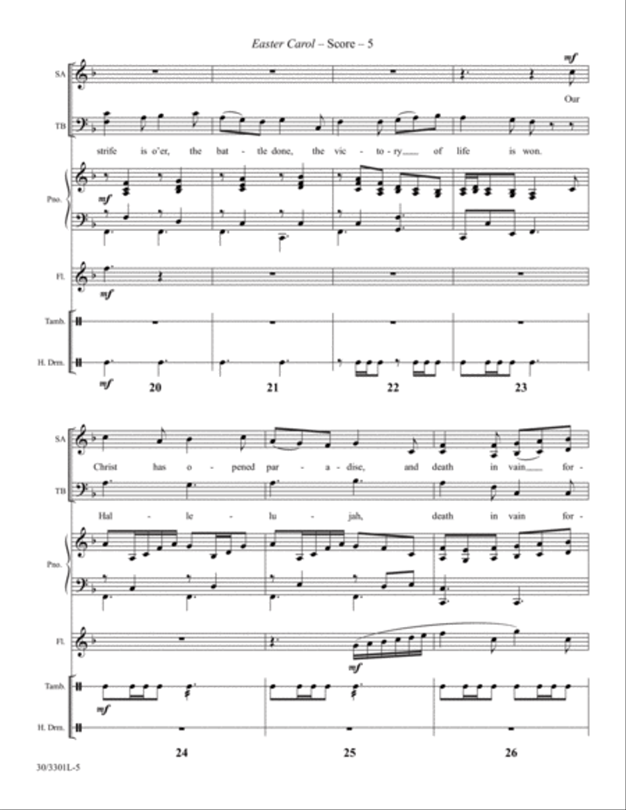 Easter Carol - Flute and Percussion Score and Parts Choir scores gallery preview page 6