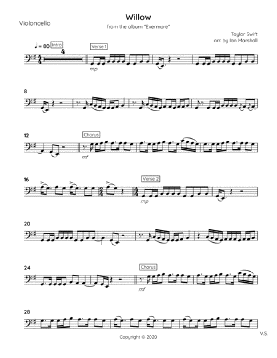 Willow Piano scores gallery preview page 1