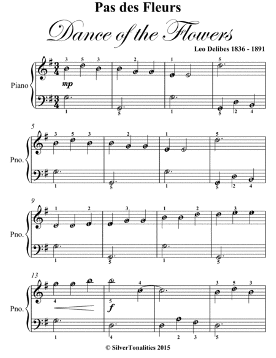 Pas Des Fleurs Dance of the Flowers Easiest Piano Sheet Music Easy Piano scores gallery preview page 2