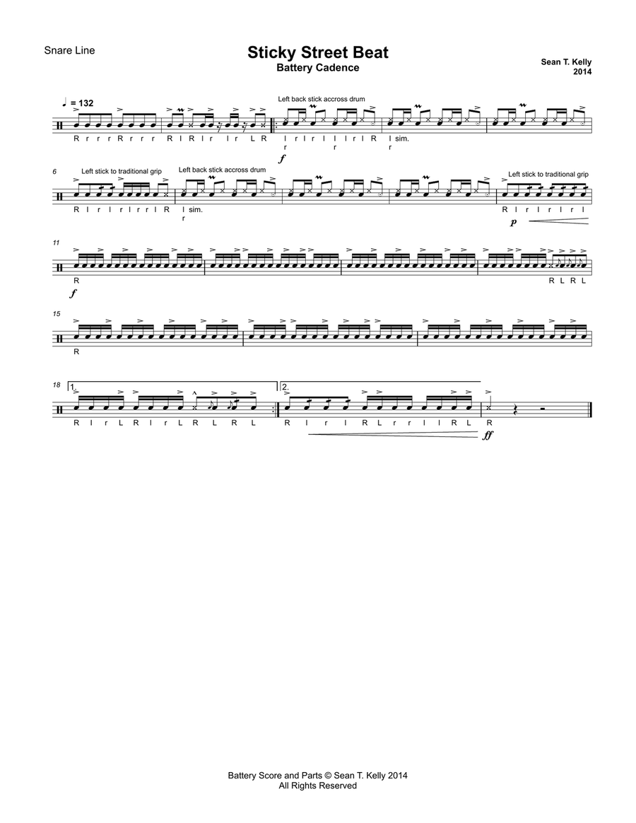 Sticky Street Beat - Intermediate Drumline Cadence image number null