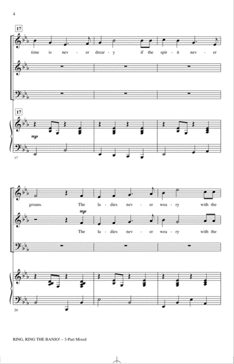 Ring, Ring The Banjo! (arr. Glenda E. Franklin) 3-Part scores gallery preview page 3