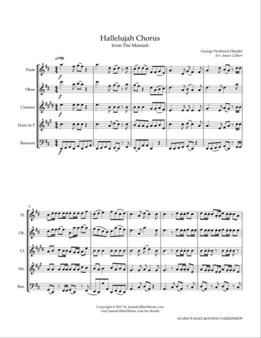 Hallelujah Chorus (from The Messiah) Woodwind Quintet scores gallery preview page 5