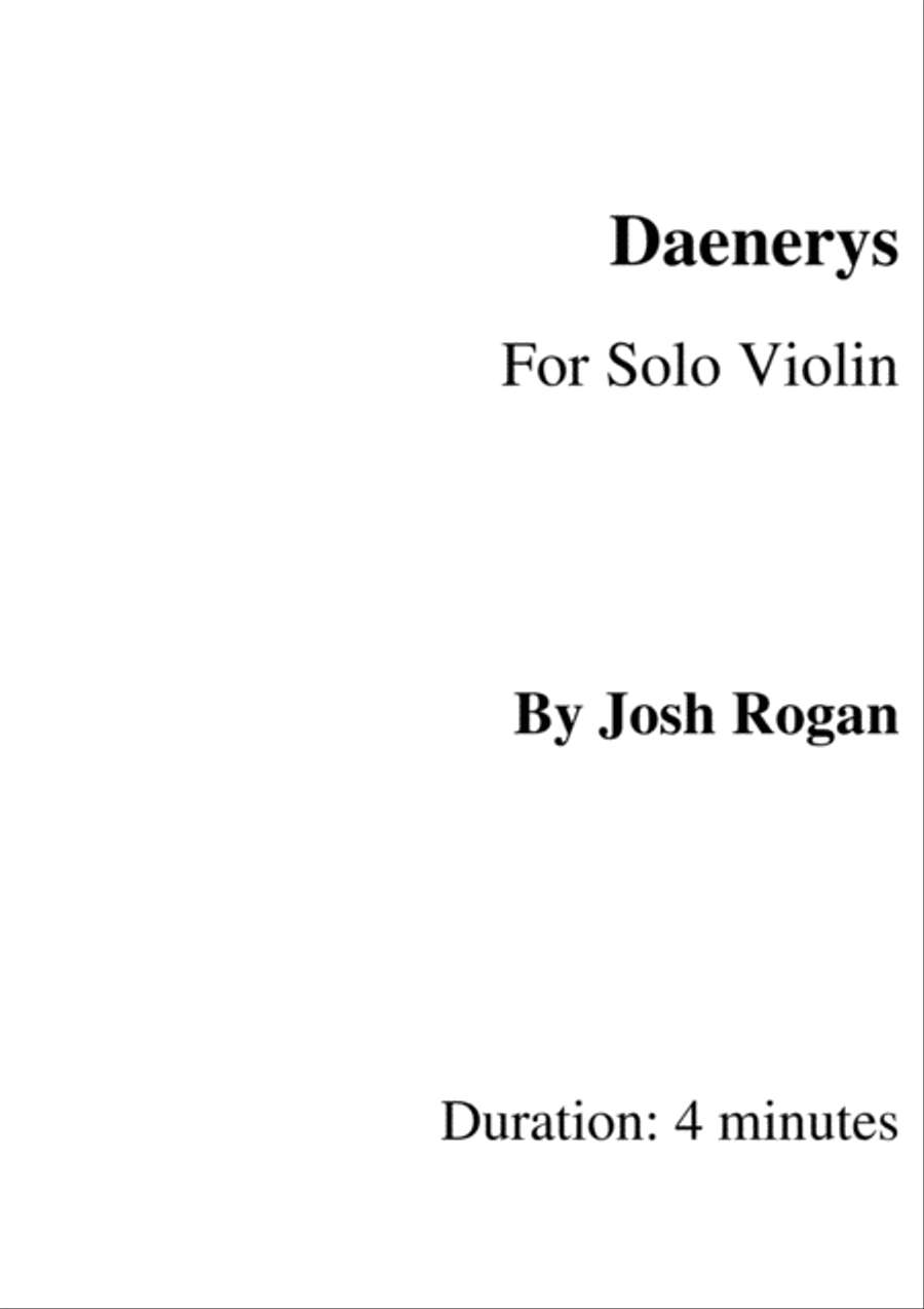 Daenerys- For Solo Violin Violin Solo scores gallery preview page 1
