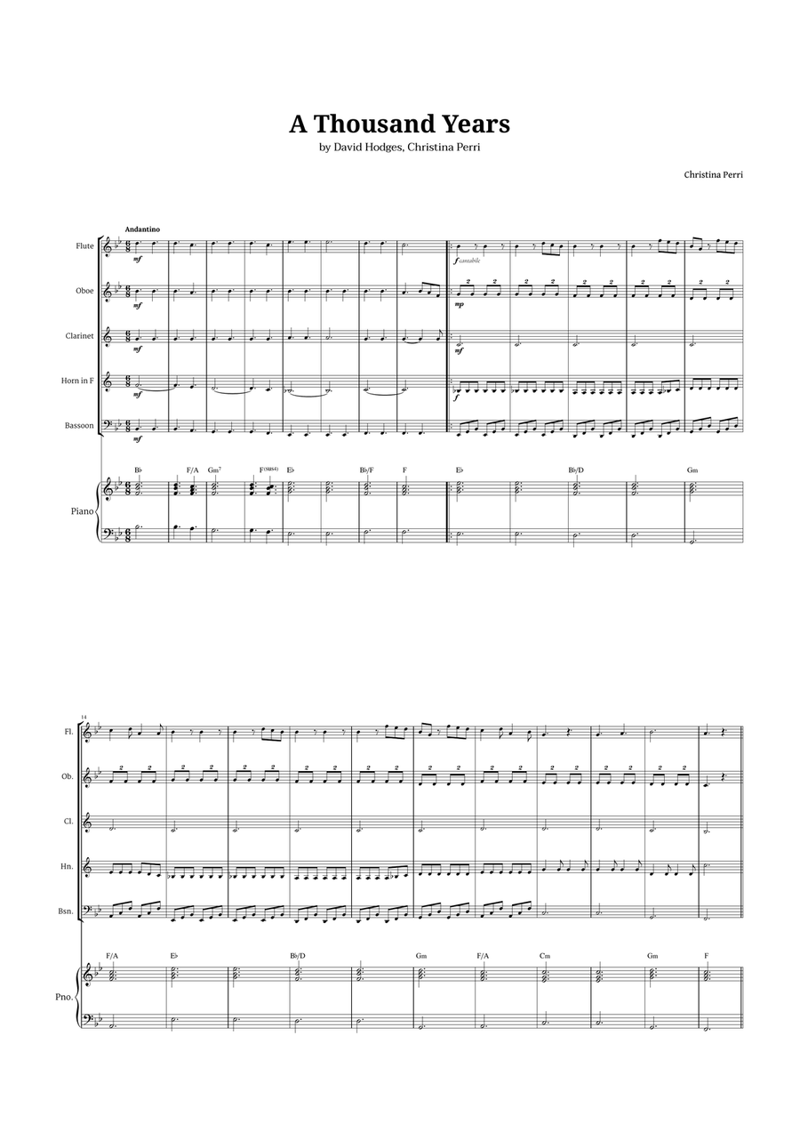 A Thousand Years Woodwind Quintet scores gallery preview page 1