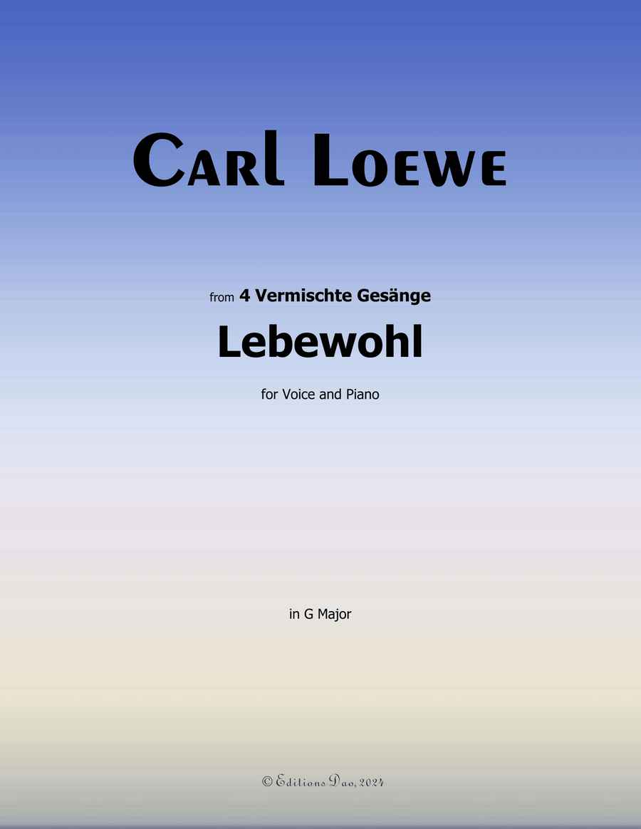 Lebewohl, by Carl Loewe, in G Major Piano, Vocal scores gallery preview page 1