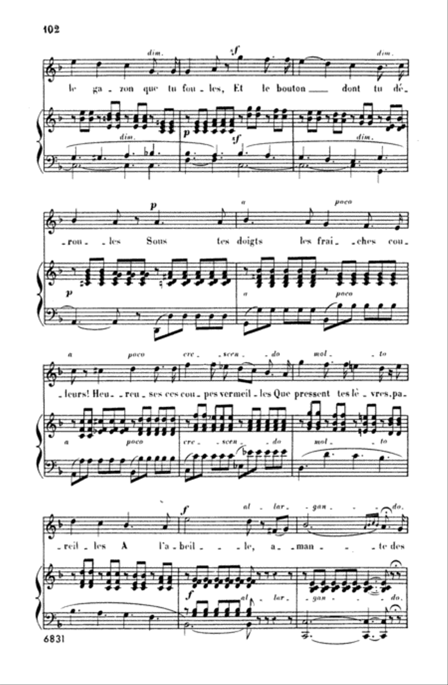 Bizet: Twenty Melodies-- Soprano or Tenor (French) Voice scores gallery preview page 4
