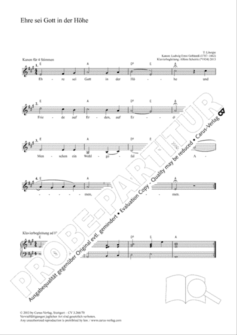 Glory to god in the highest (Ehre sei Gott in der Hohe) 4-Part scores gallery preview page 2