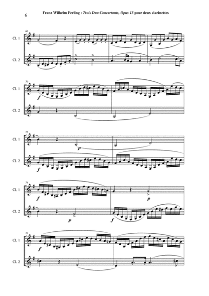 Franz Wilhelm Ferling: 3 Duos Concertants Op. 13, arranged for two clarinets by Paul Wehage