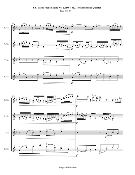 Bach: French Suite No. 2, BWV 813, for Saxophone Quartet image number null
