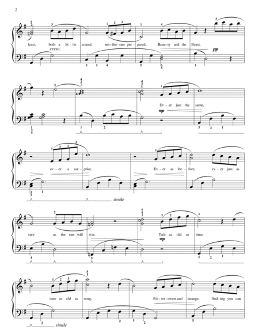 Beauty And The Beast (from Beauty and the Beast: The Broadway Musical) (arr. Carol Klose) Piano Method scores gallery preview page 2