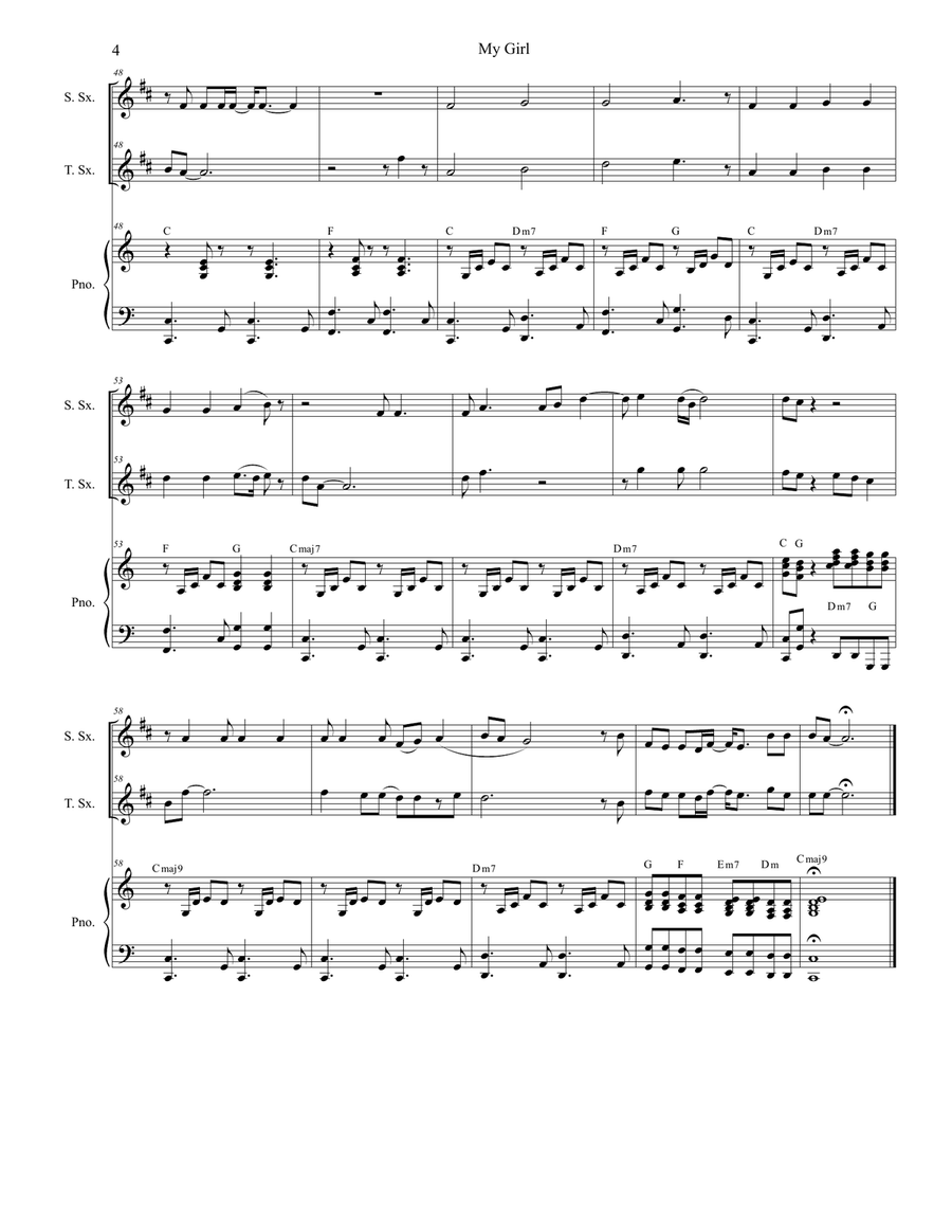 My Girl Woodwind Duet scores gallery preview page 4