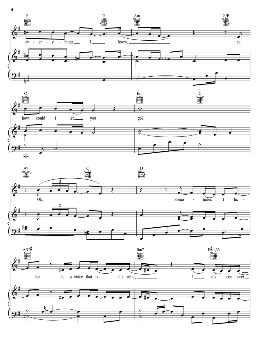 Underneath Piano, Vocal, Guitar scores gallery preview page 4