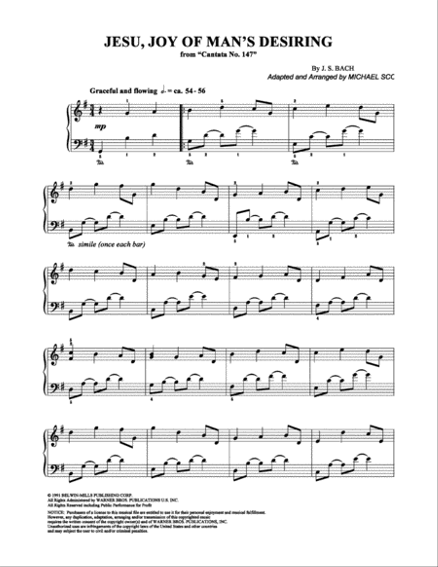 Jesu, Joy of Man's Desiring Piano Solo scores gallery preview page 1